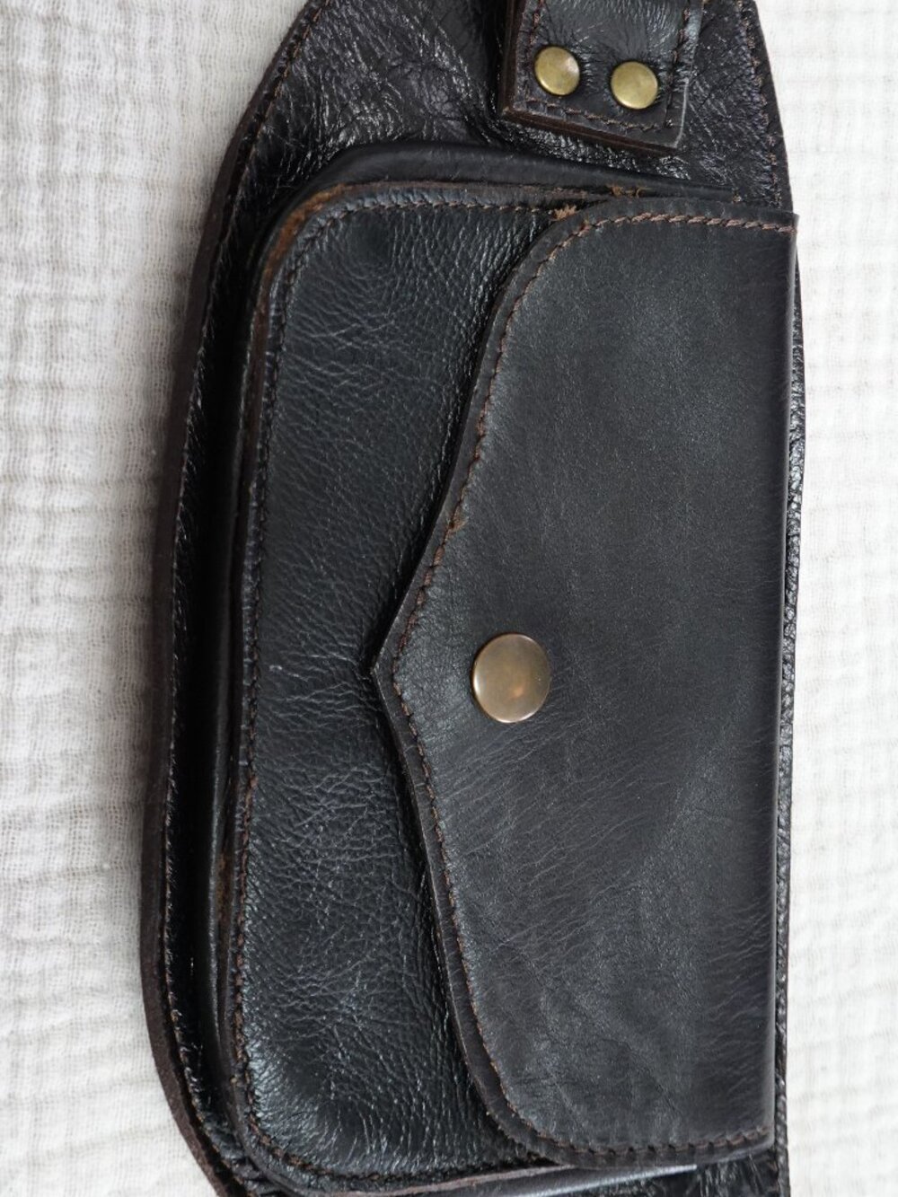 Leather belt with pockets, Color - brown